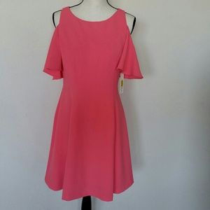 Eliza J Cold Shoulder Fit and Flare Dress